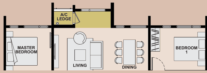 Queenswoodz Bukit Jalil Type B2 floor plan, 936 sq ft, 3 bedrooms, 2 bathrooms